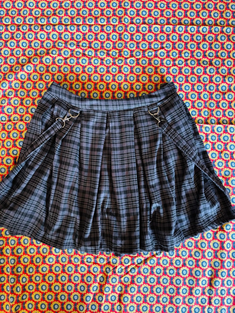 Hot Topic plaid suspender skirt